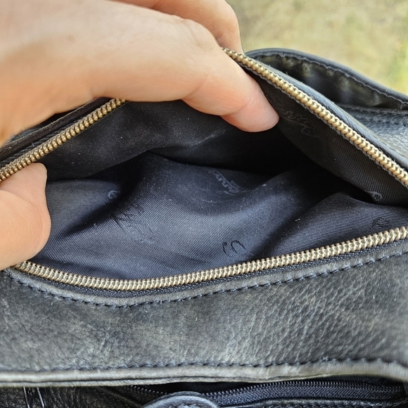 Fossil black leather two strap shoulder bag Y2K - Picture 10 of 11